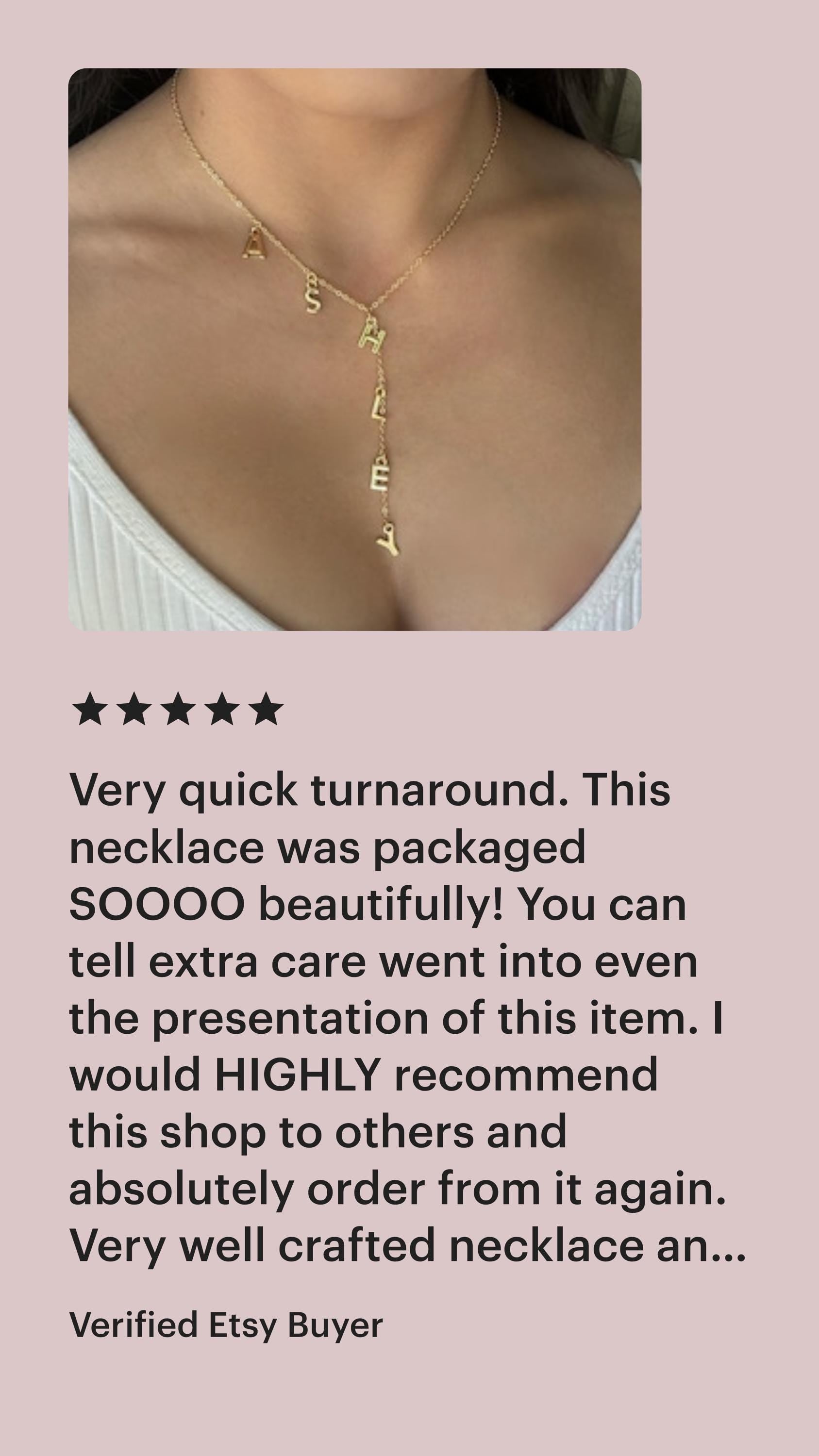 18k Gold Plated Initial Name Lariat Necklace