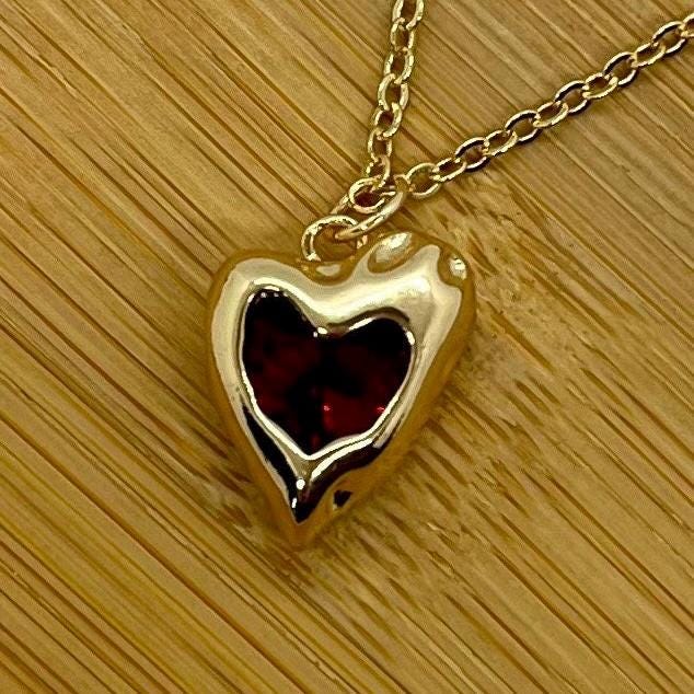 14K Gold Plated 3D Heart Choker, Anniversary Gift