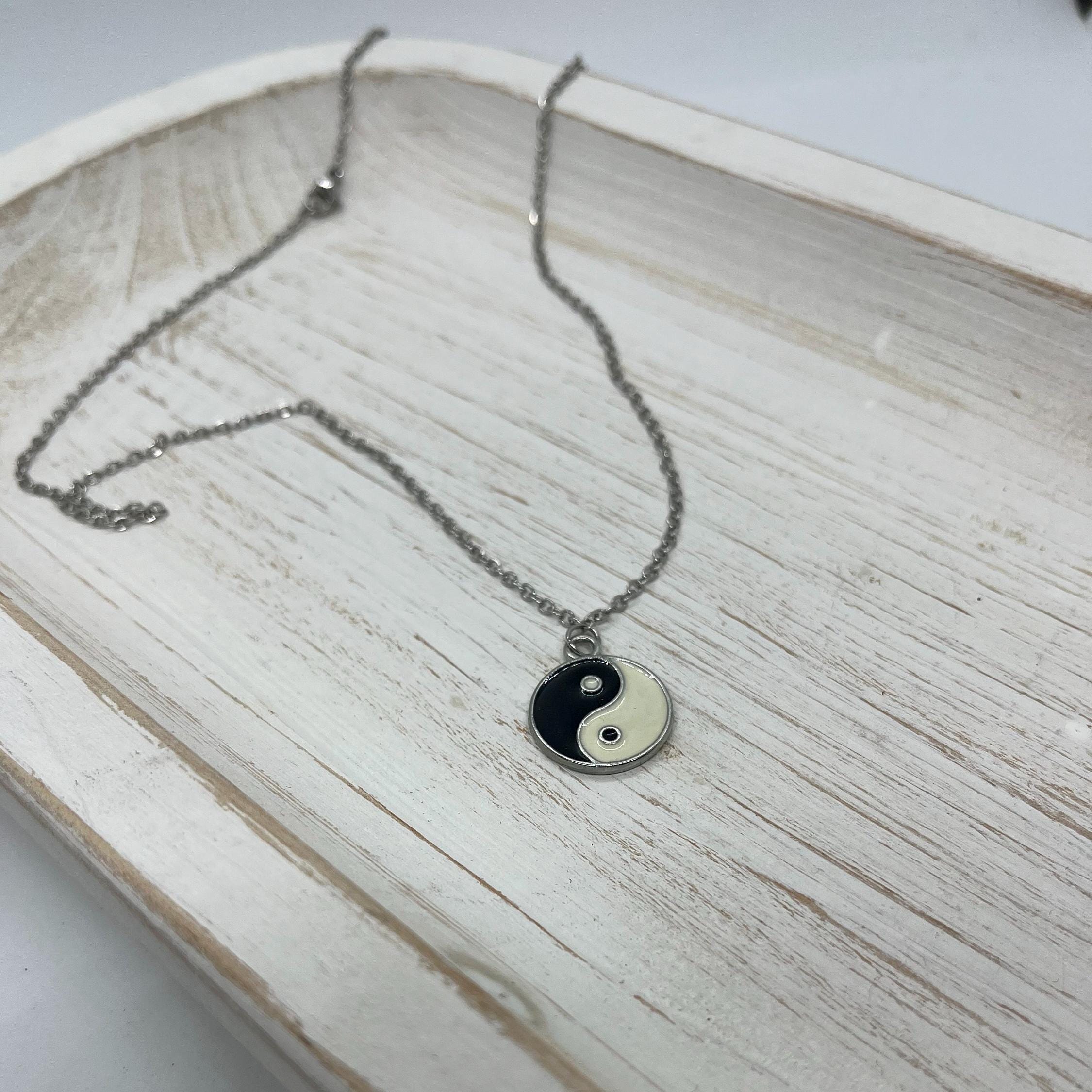 Stainless Steel Yin Yang Pendant Necklace, Tai Chi Jewelry