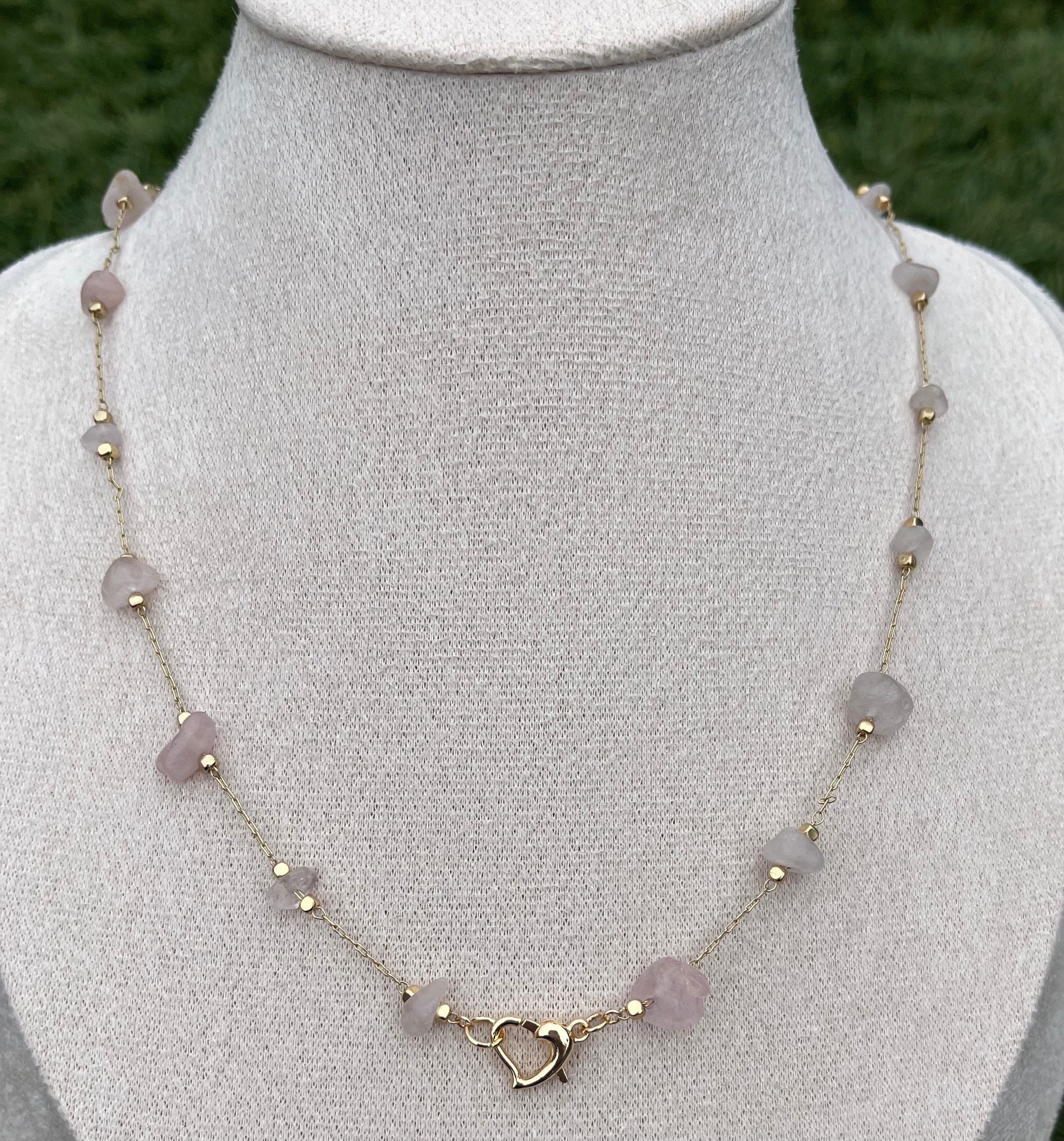 Rose Quartz Copper Wire Wrapped Choker Necklace