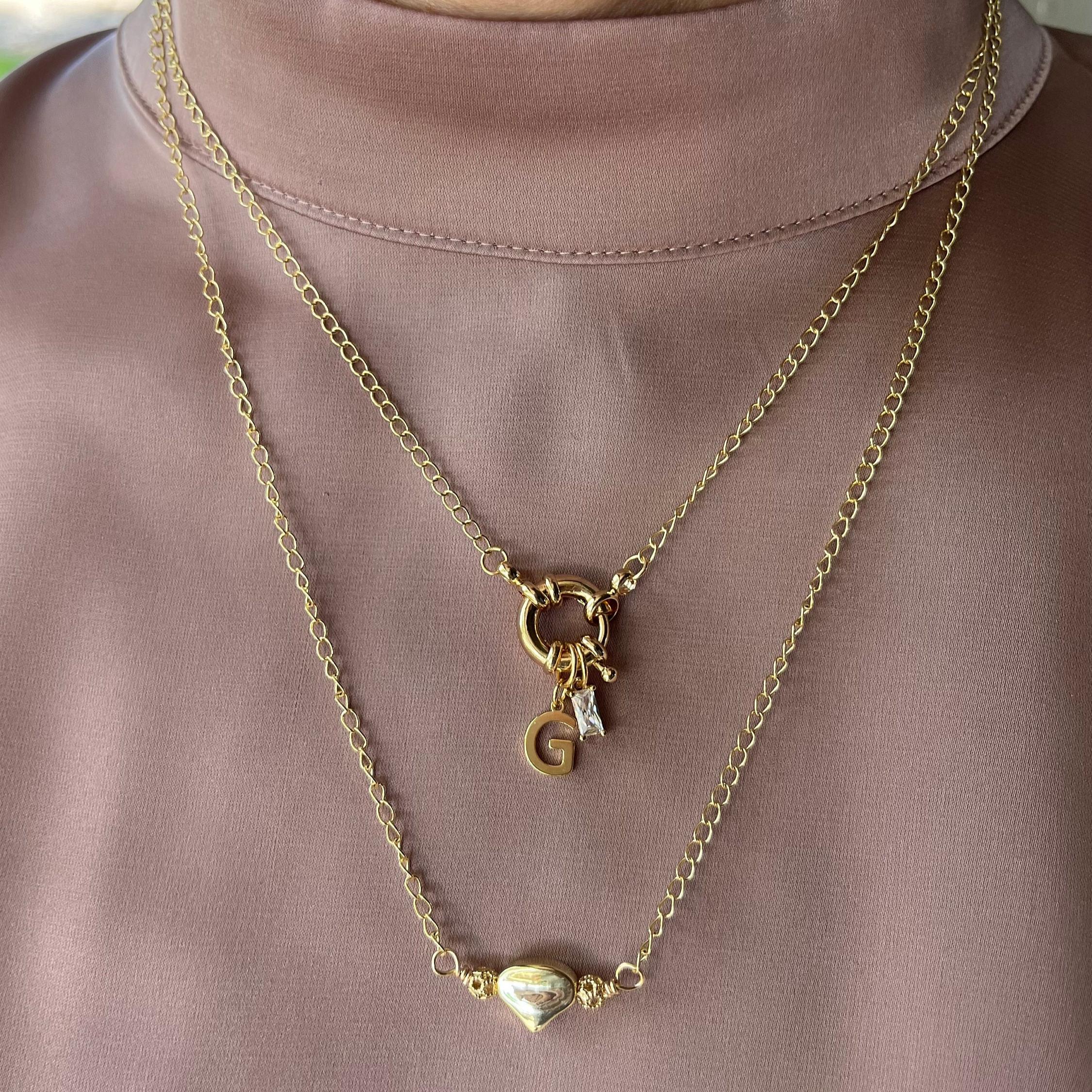 Gold Heart Choker Necklace, Handmade 3D Pendant