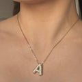 Pave Ballon Initial Necklace, Everyday Chain Necklace, Lariat Personalized 18k Gold plated, Letter Pendant