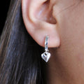 3D Heart-Shaped Dangle Hoop Earrings, Stainless Steel, Gift for Her