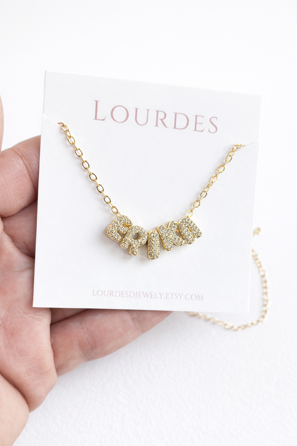 Personalized Name Necklace, Bubble Lettering