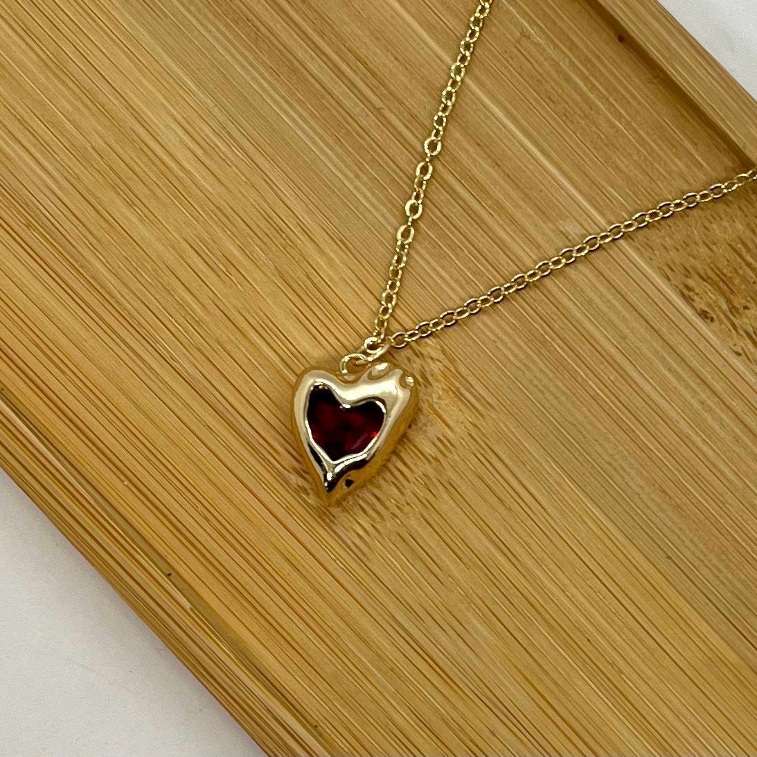 14K Gold Plated 3D Heart Choker, Anniversary Gift
