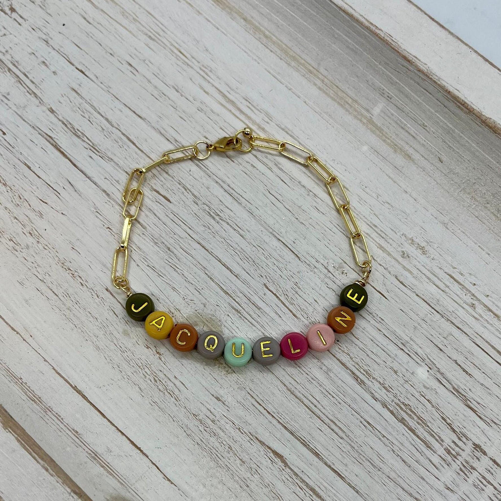 Personalized Name Bracelet, 14k Gold Plated Clip Chain