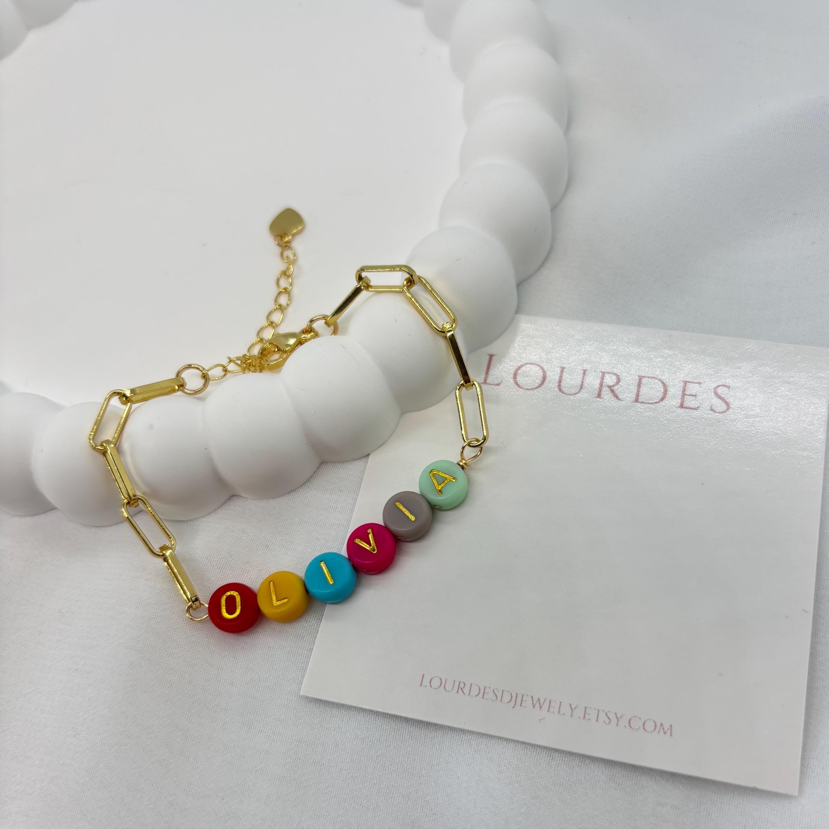 Personalized Name Bracelet, 14k Gold Plated Clip Chain