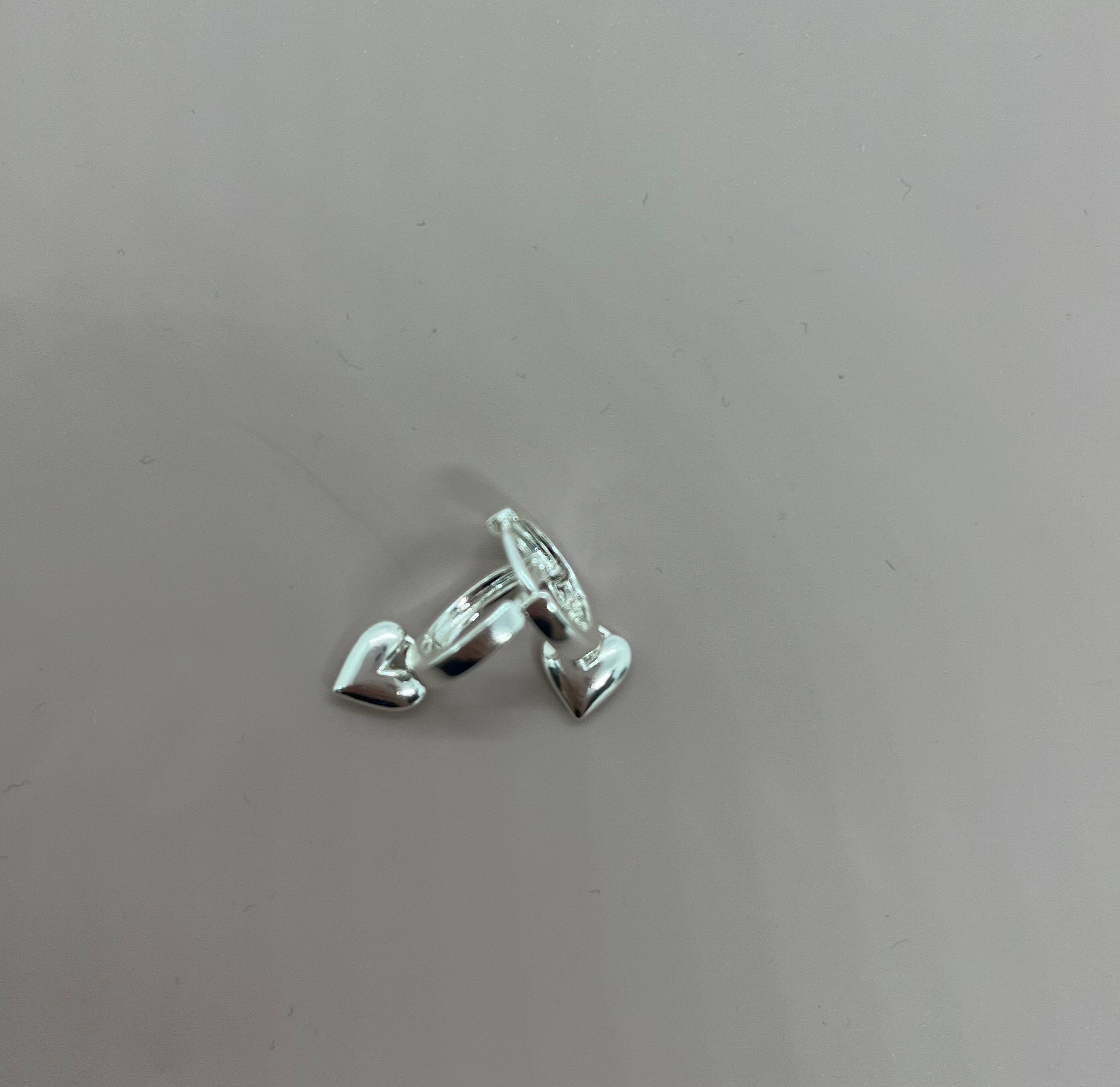 3D Heart-Shaped Dangle Hoop Earrings, Stainless Steel, Gift for Her