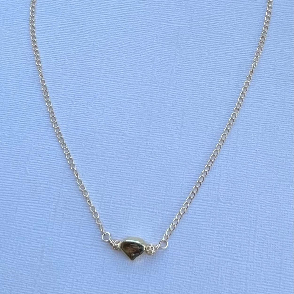 Gold Heart Choker Necklace, Handmade 3D Pendant