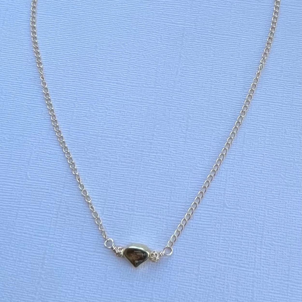 Gold Heart Choker Necklace, Handmade 3D Pendant