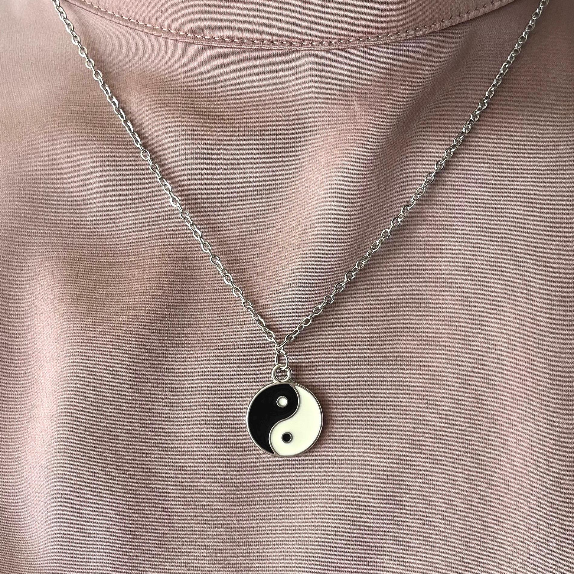 Stainless Steel Yin Yang Pendant Necklace, Tai Chi Jewelry
