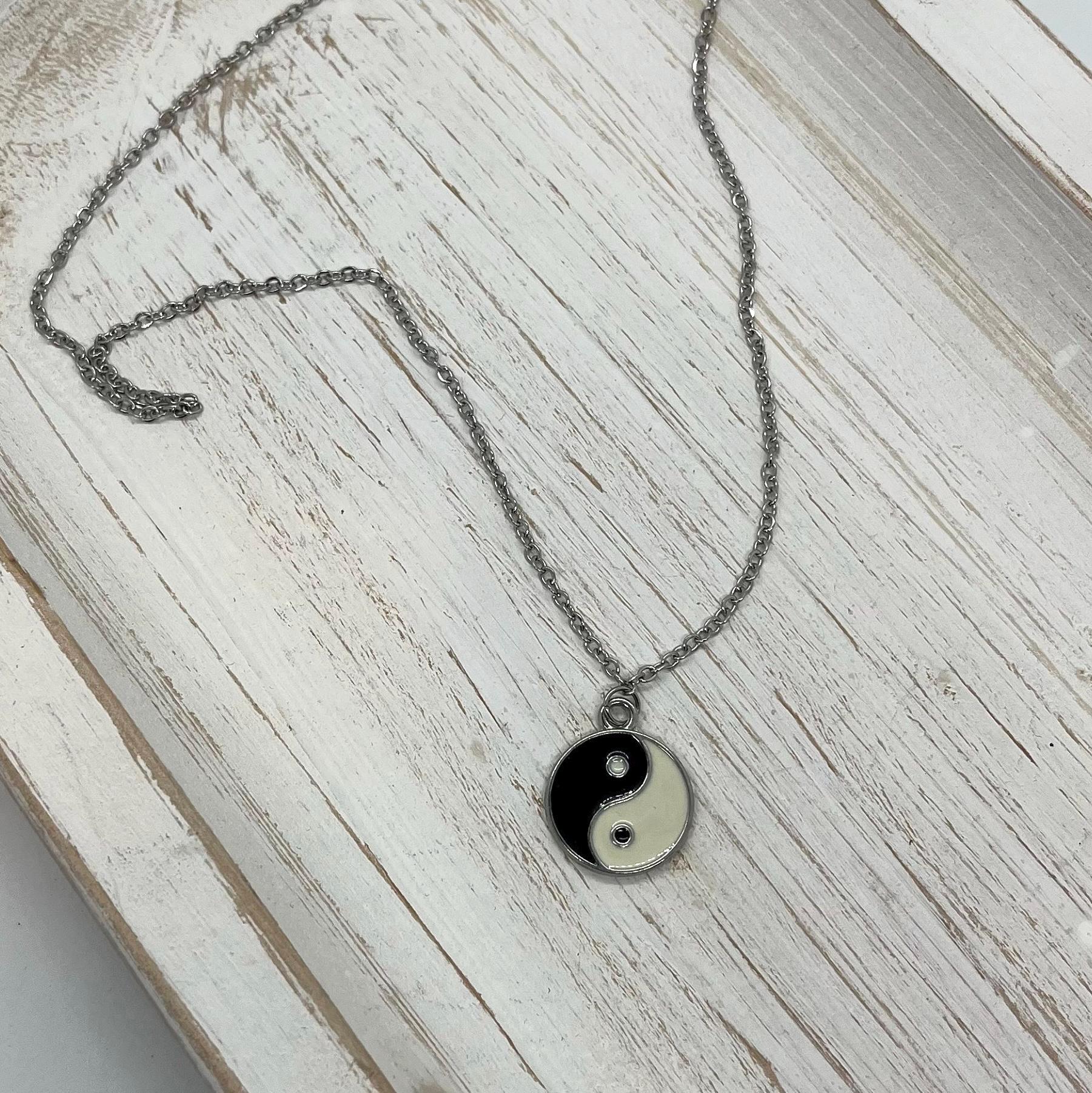Stainless Steel Yin Yang Pendant Necklace, Tai Chi Jewelry