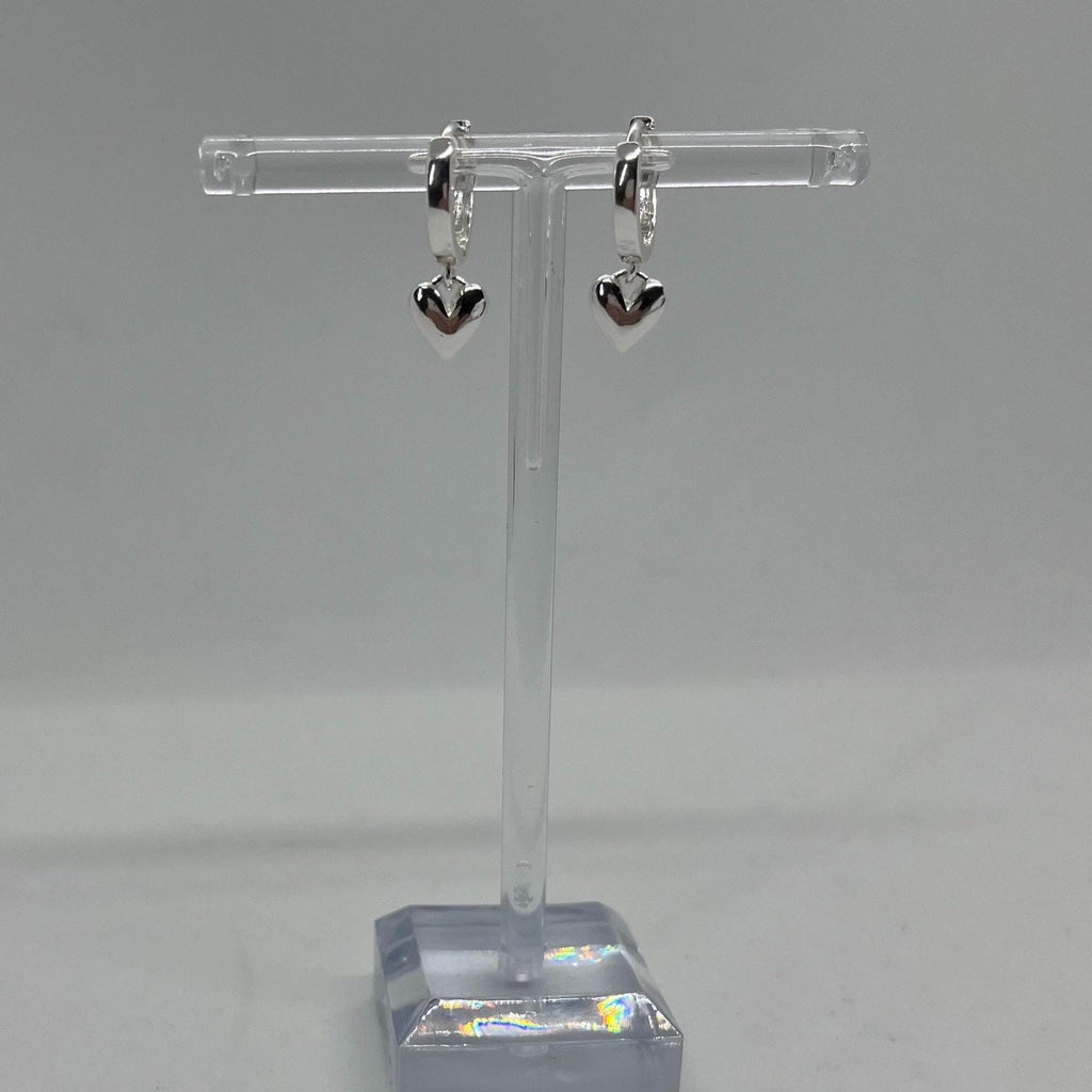3D Heart-Shaped Dangle Hoop Earrings, Stainless Steel, Gift for Her