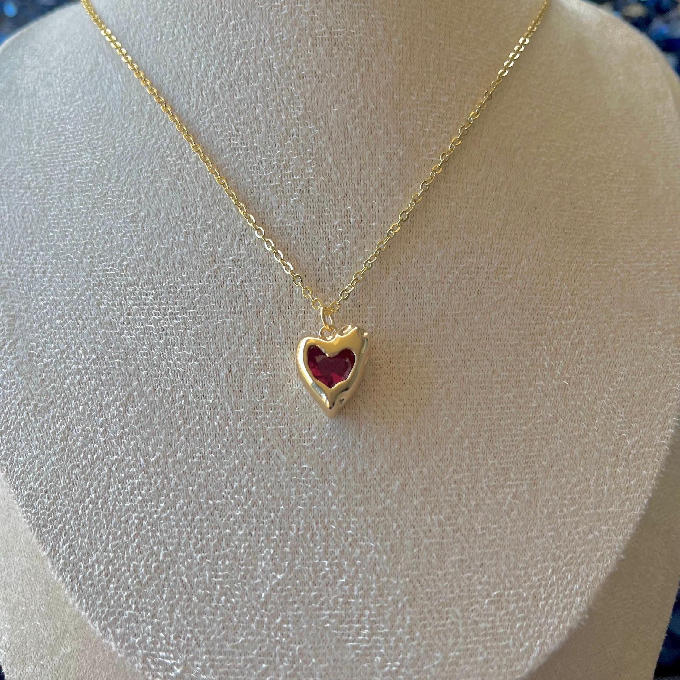 14K Gold Plated 3D Heart Choker, Anniversary Gift