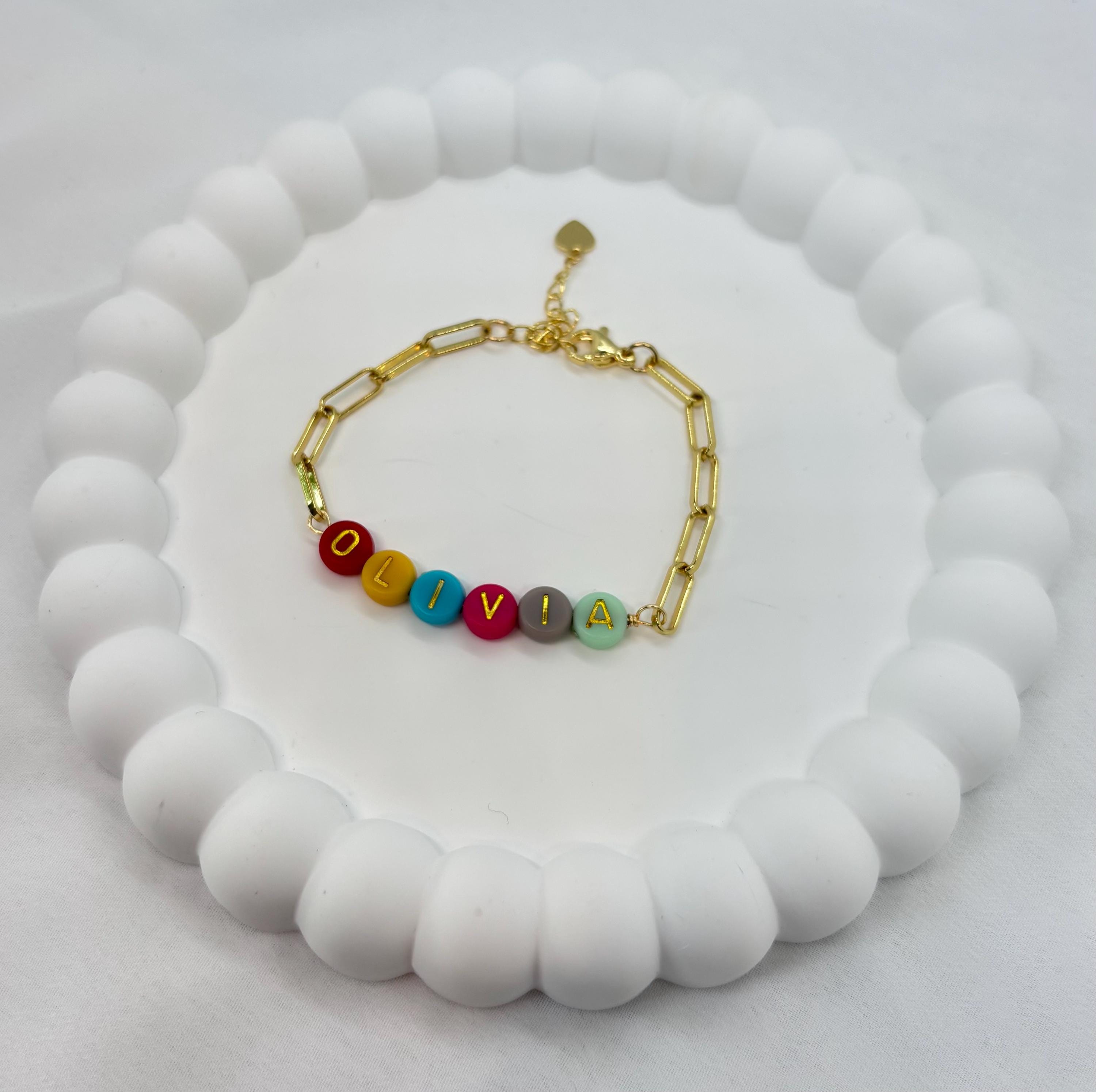 Personalized Name Bracelet, 14k Gold Plated Clip Chain