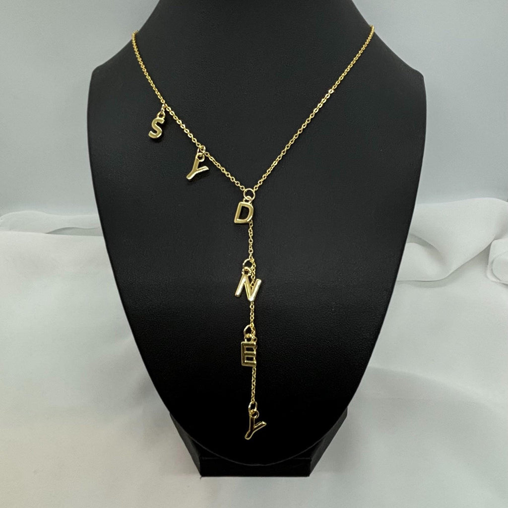 18k Gold Plated Initial Name Lariat Necklace