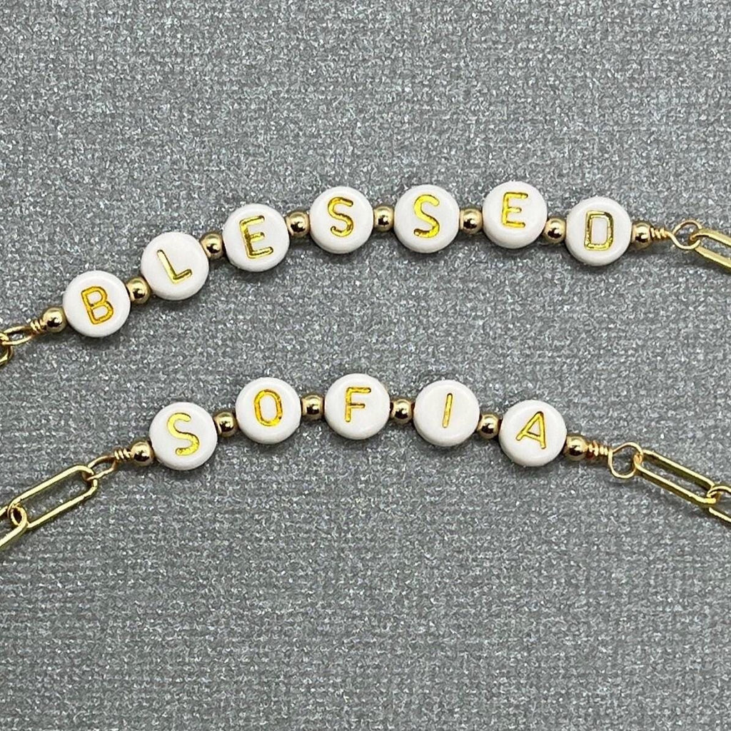 Personalized Name Bracelet, 14k Gold Plated Clip Chain