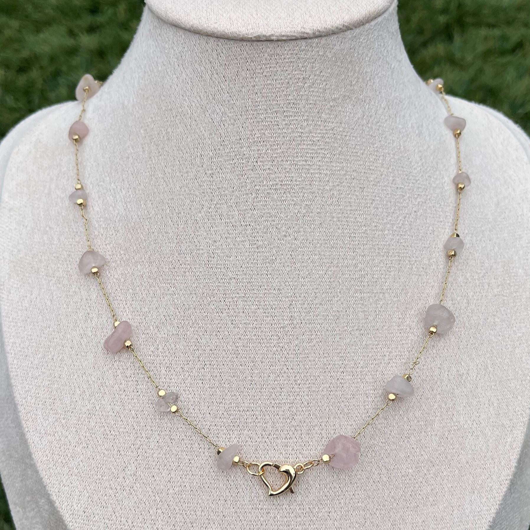 Rose Quartz Copper Wire Wrapped Choker Necklace